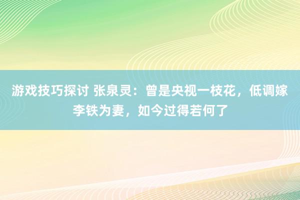 游戏技巧探讨 张泉灵：曾是央视一枝花，低调嫁李铁为妻，如今过得若何了