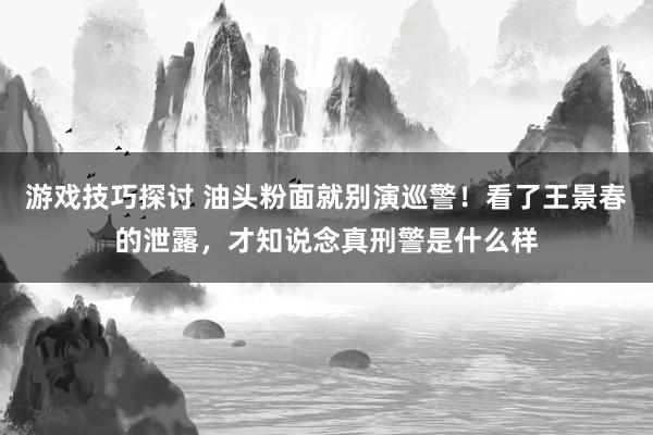 游戏技巧探讨 油头粉面就别演巡警！看了王景春的泄露，才知说念真刑警是什么样