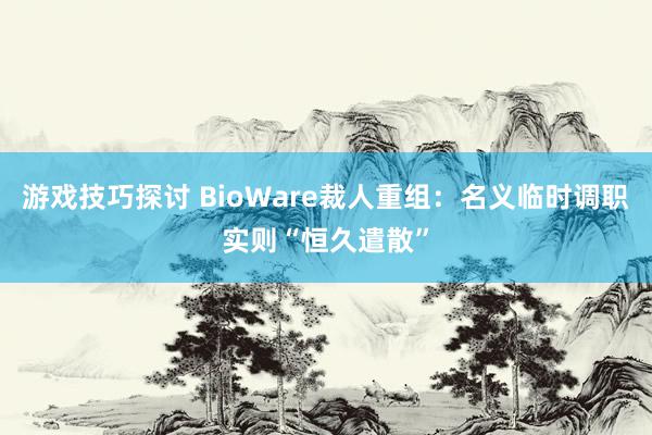 游戏技巧探讨 BioWare裁人重组：名义临时调职实则“恒久遣散”