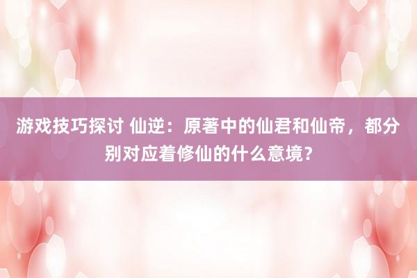 游戏技巧探讨 仙逆：原著中的仙君和仙帝，都分别对应着修仙的什么意境？