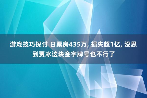 游戏技巧探讨 日票房435万, 损失超1亿, 没思到贾冰这块金字牌号也不行了