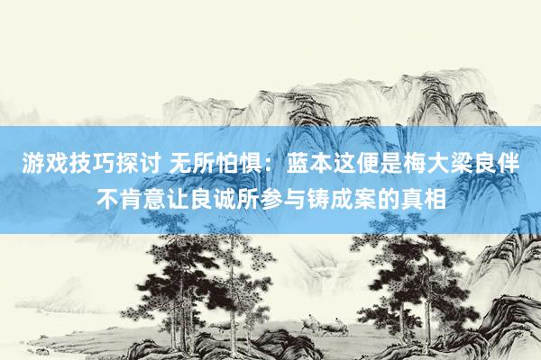 游戏技巧探讨 无所怕惧：蓝本这便是梅大梁良伴不肯意让良诚所参与铸成案的真相